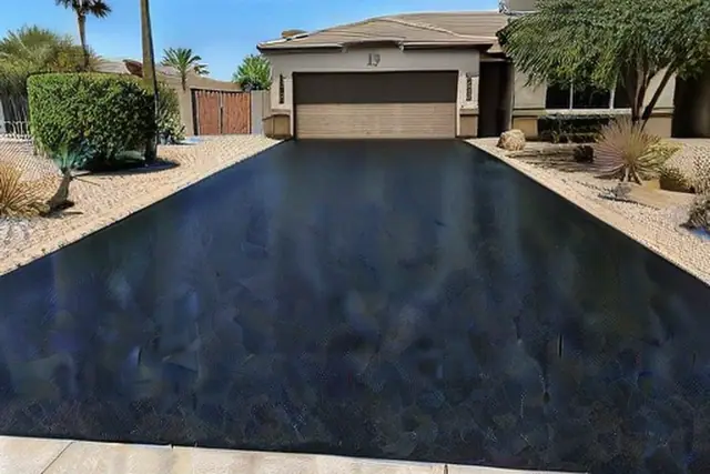 Asphalt surface in extreme summer heat in Tempe, AZ