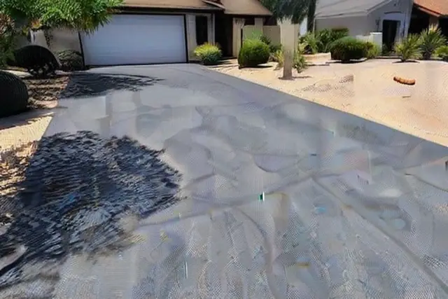 Hairline cracks in gray, oxidized asphalt in Tempe, AZ