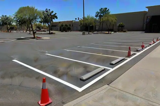 Parking lot line striping in Tempe, AZ